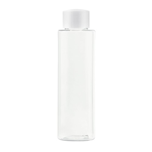 Bezbarwna butelka 100 ml, w zestawie z białą, gładką nakrętką, plastikowe opakowanie, suplementacja, próbki, zestawy testowe, kosmetyki, podróże, 100 ml PET + NAK WH 24/410.