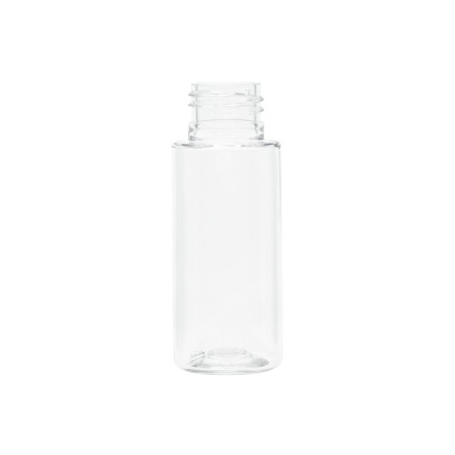 Bezbarwna plastikowa, butelka 50 ml, uniwersalne opakowanie, trwała, odporna, lekka, próbki kosmetyczne, preparaty laboratoryjne, podróżne opakowania na płyny, kosmetyki, 50 ml PET 24/410.