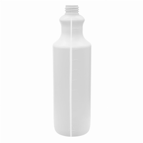 Biała butelka 1000 ml, trwała, z wydłużoną szyjką,  wygodna, ergonimiczny kształt butelki, wygodny chwyt, do detailingu, motoryzacji, chemii, 1000 ml HDPE WH 28/410.