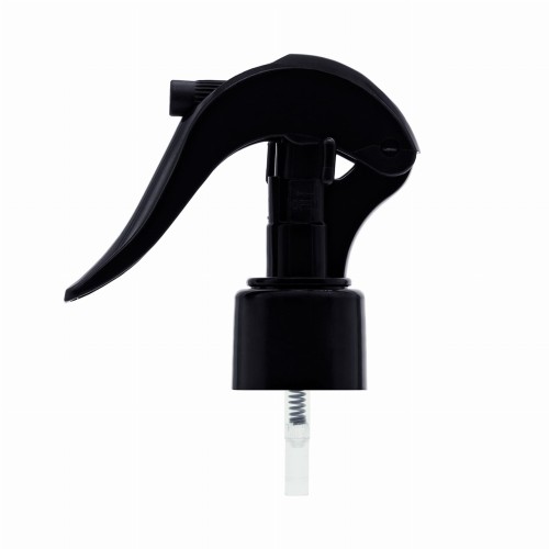 Mini trigger czarny, lekki, nowoczesny, funkcjonalny spryskiwacz, do aplikacji płynów, chemia gospodarcza, ogrodnictwo, motoryzacja, preparaty dezynfekujące, gwint 24/410, TR BL 24/410.