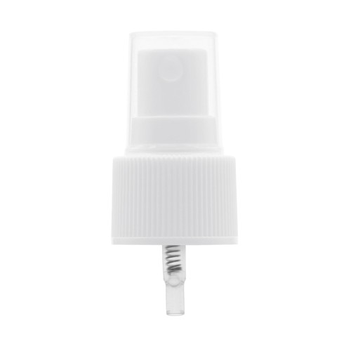Biały atomizer ryflowany 24/410 typu mgiełka do kosmetyków, perfum, toników i hydrolatów. Równomierne rozpylanie płynów pielęgnacyjnych, środków dezynfekujących i antybakteryjnych. Zamknięcie do opakowań kosmetycznych. AT WH R 24/410.