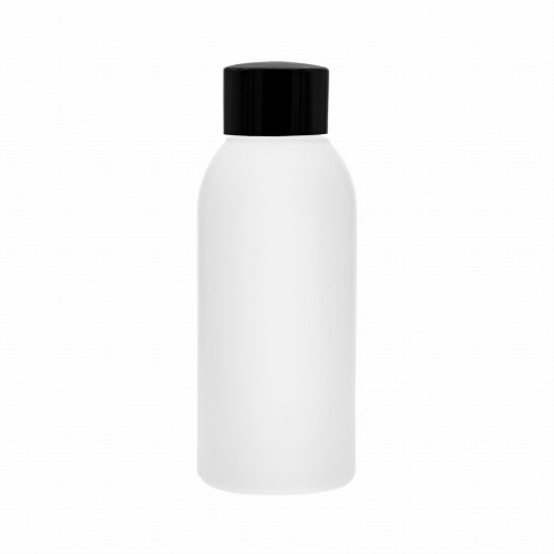 Biała butelka 100 ml HDPE, w zestawie z czarną nakrętką, plastikowa, możliwość wielokrotnego użytku, środki higieniczne, preparaty czyszczące, próbki kosmetyków,  100 ml HDPE + NAK BL 24/410.