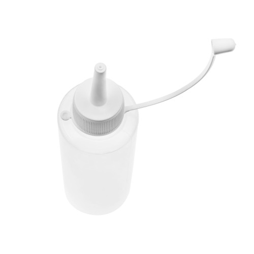 Butelka 100 ml LDPE, w zestawie z białym aplikatorem typu dzióbek, dokładny, smukły kształt, miękkie ścianki, precyzyjna końcówka, aplikacja preparatów do skóry zwierząt, dozowanie barwników, pigmentów, 100 ml LDPE 22/410 + APL WH  22/410.