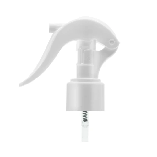 Mini trigger biały, lekki, nowoczesny, funkcjonalny spryskiwacz, do aplikacji płynów, chemia gospodarcza, ogrodnictwo, motoryzacja, preparaty dezynfekujące, gwint 24/410, TR WH 24/410.