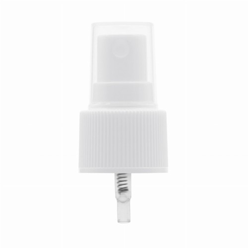 Biały atomizer ryflowany 24/410, spryskiwacz typu mgiełka do równomiernego rozpylania. Do kosmetyków, perfum, toników, hydrolatów, płynów pielęgnacyjnych, środków dezynfekujących i antybakteryjnych. AT WH R 24/410.