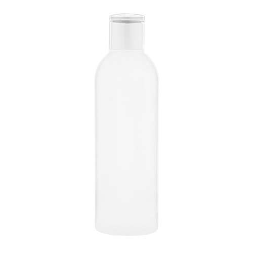 Pólprzezroczysta butelka 250 ml, w zestawie z białą nakrętką typu Flip Top, miękka, elastyczna, wygodna do pracy jedną ręką, do gastronomii, cukiernictwo, butelka do sosów deserowych, butelka do lukru, 250 ml LDPE + FT WH 24/410.