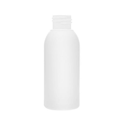 Biała butelka HDPE 100 ml 24/410 w kształcie BR Boston Round – trwałe i poręczne opakowanie do kosmetyków, szamponów, odżywek, balsamów i preparatów pielęgnacyjnych. Butelka kosmetyczna do produktów travel size i SPA.