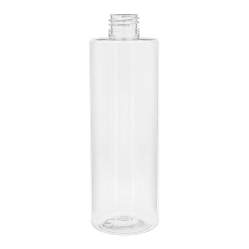 Bezbarwna plastikowa butelka 300 ml, cylindryczny kształt, wygodny chwyt, lekka, trwała, chemia gospodarcza, farby do włosów, gastronomia, warsztat, środki czyszczące, 300 ml PET 24/410.