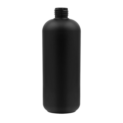 Czarna butelka HDPE 500 ml 24/410 o kształcie BR, wysokości 185 mm i szerokości 67 mm. Trwałe opakowanie do kosmetyków, preparatów fryzjerskich, detailingu, chemii technicznej, środków czystości i produktów użytkowych.