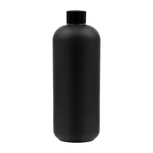 Butelka z flip-topem 500 ml wykonana z czarnego HDPE. Opakowanie kosmetyczne i fryzjerskie do szamponów, odżywek, balsamów, żeli, wcierek i preparatów pielęgnacyjnych. Biały flip-top z otworem dozującym 2,5 mm.