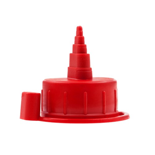 Czerwony aplikator dozujący, dzióbek, praktyczne zamknięcie, precyzyjne dozowanie, wąska końcówka, trwałe tworzywo, oleje silnikowe, dodatki do paliwa, środki do czyszczenia silnika, środki odtłuszczające, APL RED fi33.