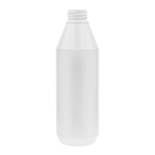 Biała butelka PE 500 ml fi33 o kształcie VT, wysokości 203 mm i szerokości 65 mm. Elastyczna butelka do ściskania i dozowania olejów, smarów, chemii technicznej, preparatów warsztatowych, detailingowych i produktów DIY.