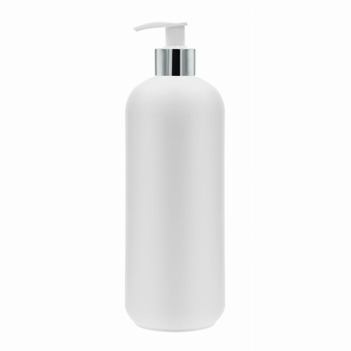 Dozownik 500 ml biała butelka  HDPE pompka srebrna 24/410