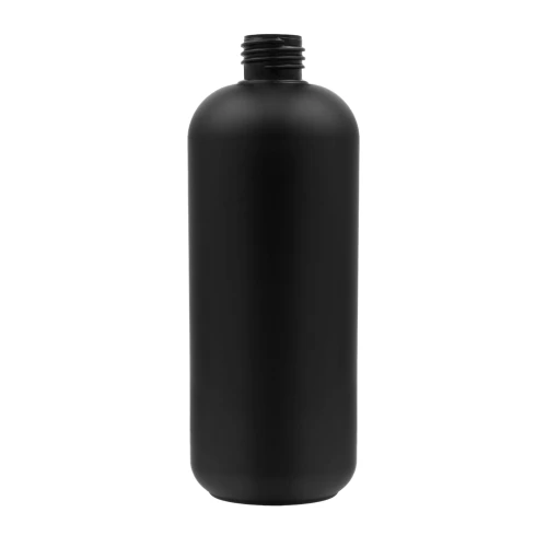 Czarna butelka HDPE 500ml, lekka, trwała, odporna chemicznie, do detailingu, do kosmetyków, szamponów, balsamów, preparatów płynnych, gwint 24/410, 500 HDPEBL 24/410.