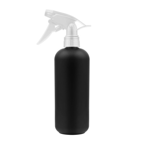 Czarna butelka 500 ml HDPE, w zestawie z białym triggerem, spryskiwacz, trigger, do detailingu, płyn do mycia szyb, opryski roślin, środki czystości, 500 ml HDPE BL28/410 + TRC WH 28/410.