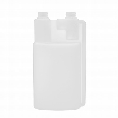 Profesjonalna butelka combo 1000 ml z podwójną komorą, szczelna konstrukcja dwa w jednym, trwałe tworzywo, do środków czystości, preparatów technicznych, branża sprzątająca, 1000HDPE2K 28/410.