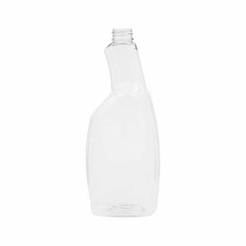 Bezbarwna butelka, plastikowa, 750 ml, ergonomiczny kształt, kontrola zawartości, odporna na chemię, wielokrotnego użytku, do mycia szyb, luster, użytku domowego, środków chemicznych,  750 ml WI 28/410.