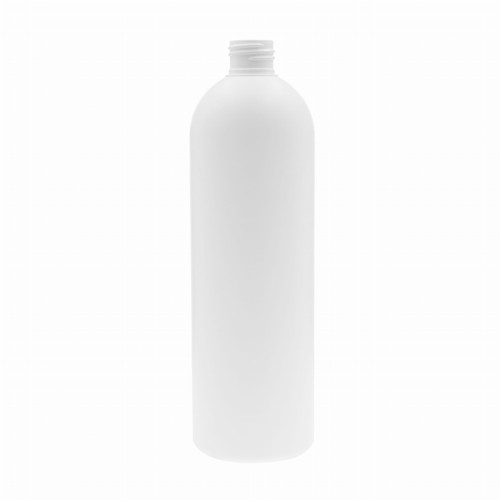 Biała butelka 500 ml HDPE, lekka, trwała, smukła, do kosmetyków, preparatów płynnych, szamponów, balsamów, do środków czystości, chemia gospodarcza, nawozy płynne, 500 ml HDPE 24/410.