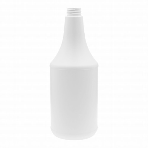 Biała, uniwersalna butelka HDPE 1000 ml, z długą szyjką,  odporna na działanie środków chemicznych, zastosowanie profesjonalne, przemysłowe, warsztatowe, gwint 28/410, 1000 ml HDPE ME28/410.