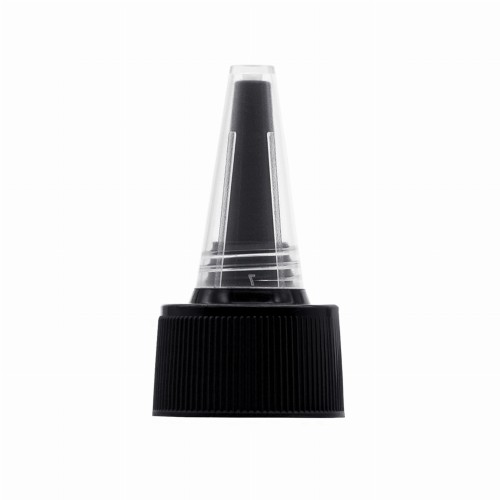 Czarno-przezroczysty aplikator dzióbek 24/410 z PP/PE i otworem 3 mm do precyzyjnego dozowania. Zamknięcie do butelek na wcierki, serum, olejki, kosmetyki, kleje, pigmenty oraz preparaty techniczne i hobbystyczne.