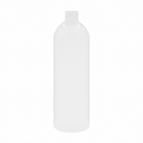 Mleczna **butelka elastyczna LDPE 500 ml Boston Round** z gwintem 24/410, wysokością 206 mm i szerokością 62 mm. Miękka butelka squeeze do kosmetyków, wcierek, olejów, emulsji, chemii technicznej, detailingu i preparatów warsztatowych.