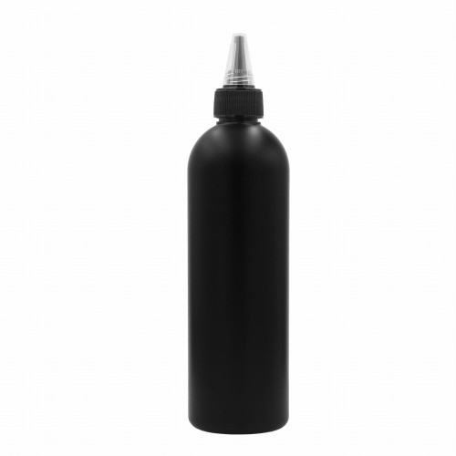 Butelka czarna HDPE smukła 500 ml z aplikatorem 28/410 Dzióbek