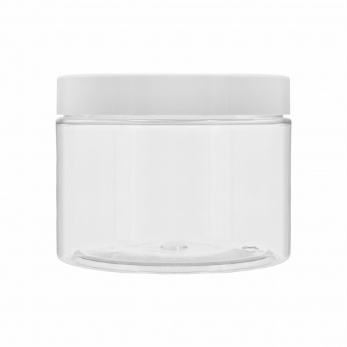 Transaprenty słoik PET 500 ml, pojemnik plastikowy na żywność w zestawie z wygodną, białą nakrętką z uszczelnieniem, 500 PETSC 100/400+NAKUWH 100/400.