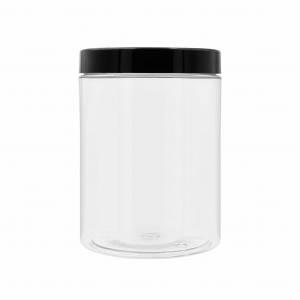 Słoik PET 1000 ml do żywności nakrętka czarna 100/400