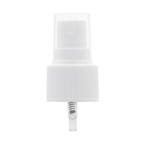 Biały atomizer ryflowany 24/410, karbowany spryskiwacz typu mgiełka do równomiernego rozpylania kosmetyków, perfum, toników, hydrolatów i płynów pielęgnacyjnych. Zamknięcie do butelek kosmetycznych. ATWHR24410.