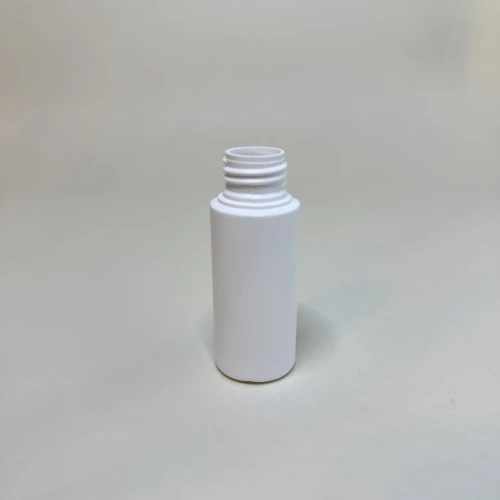 Butelka HDPE 50 ml, cylindryczna, wytrzymała, lekka, odporna na chemię, do kosmetyków, preparatów technicznych, próbek, gwint 24/410, 50 HDPE CRWH 24/410.