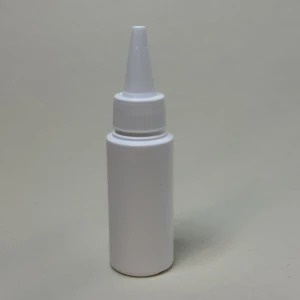 Butelka 50 ml cylindryczna HDPE Aplikator biały dzióbek Twist top off 24/410
