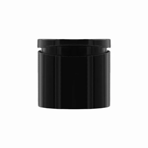 Czarne zamknięcie typu flip-top 24/410 do butelek kosmetycznych i opakowań HDPE. Otwór 2,5 mm umożliwia dozowanie produktu. Flip-top do opakowań dla kosmetyków, produktów pielęgnacyjnych, szamponów i odżywek.