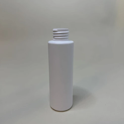 Biała butelka HDPE 100 ml cylindryczna z gwintem 24/410, lekka, wytrzymała i odporna na chemię. Opakowanie do kosmetyków, próbek, testerów, preparatów technicznych i produktów podróżnych. 100HDPECR24410WH.