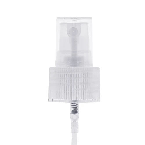 Bezbarwny atomizer ryflowany 24/410, karbowany spryskiwacz typu mgiełka do aplikacji kosmetyków, perfum, toników i hydrolatów. Do równomiernego rozpylania płynów oraz preparatów pielęgnacyjnych. ATNCR 24/410.