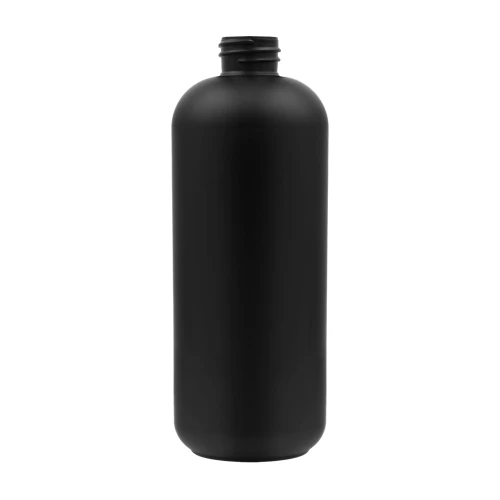 Czarna butelka HDPE 500ml, lekka, trwała, odporna chemicznie, do detailingu, do kosmetyków, szamponów, balsamów, preparatów płynnych, gwint 28/410, 500 HDPEBL 28/410.
