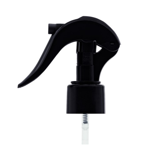 Mini trigger czarny, lekki, nowoczesny, funkcjonalny spryskiwacz, do aplikacji płynów, chemia gospodarcza, ogrodnictwo, motoryzacja, preparaty dezynfekujące, gwint 24/410, TR BL 24/410.