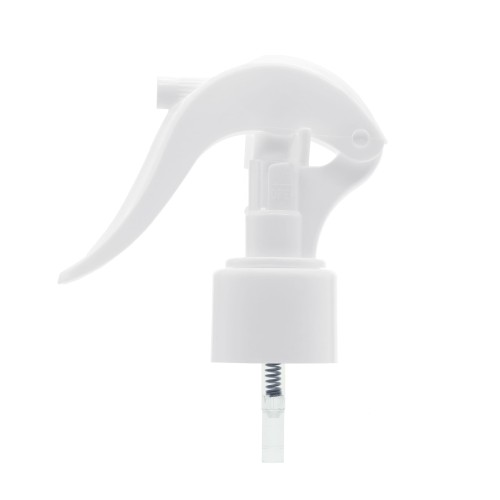 Mini trigger biały, lekki, nowoczesny, funkcjonalny spryskiwacz, do aplikacji płynów, chemia gospodarcza, ogrodnictwo, motoryzacja, preparaty dezynfekujące, gwint 24/410, TR WH 24/410.